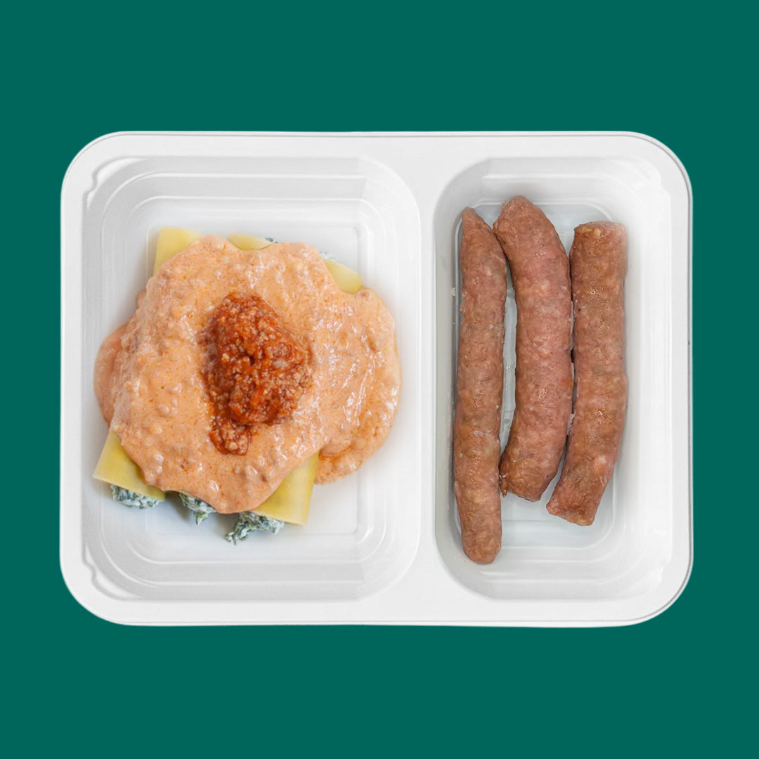 Cannelloni di magro, besciamella e ragù + salsiccia al forno