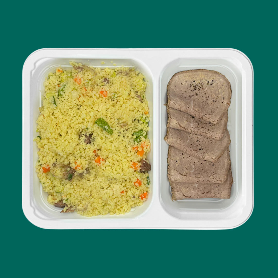 Cous cous di verdure + roastbeef di manzo