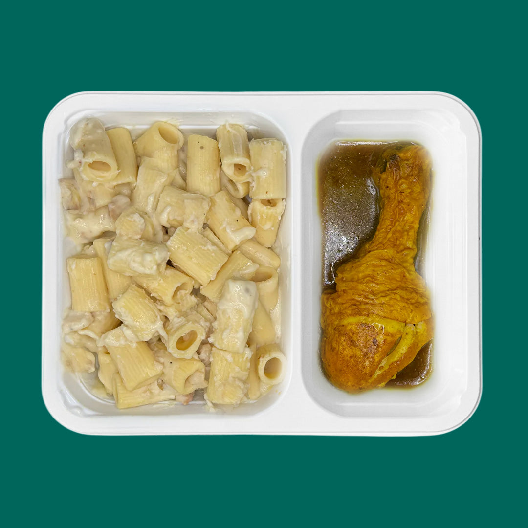 Pasta cacio e pepe + cosce di pollo in umido